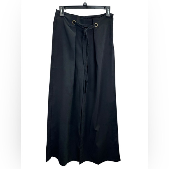 Doe & Rae .  Black Maxi Tie Front Trousers - Picture 3 of 10